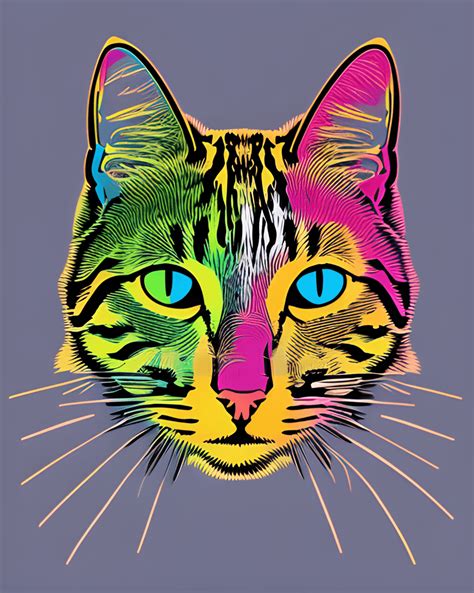 Colorful Cat Face Silhouette · Creative Fabrica