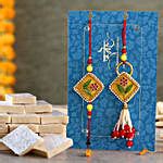 Rajasthani Embroidered Lumba Rakhi Set With Kaju Katli Usa Gift