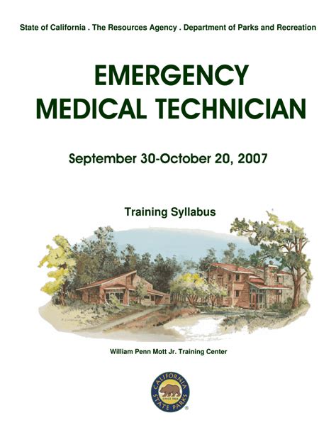 Fillable Online Parks Ca Emergency Medical Technician Parks Ca Gov