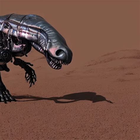 Still Of A Cyborg T Rex On An Alien Planet Ruby Eyes Stable