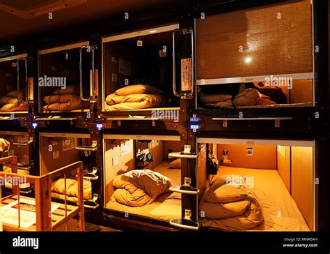 Sleeping cabins, capsule hotel in Shinjuku, Tokyo, Japan Stock Photo - Alamy