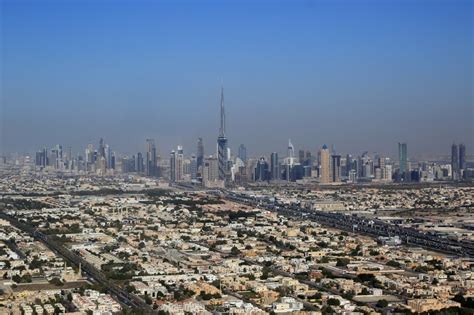 Dubai Von Oben Burj Khalifa Und Hochh User In Dubai In Vereinigte