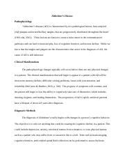 Synthesis Of Alzheimer S Docx Alzheimer S Disease Pathophysiology