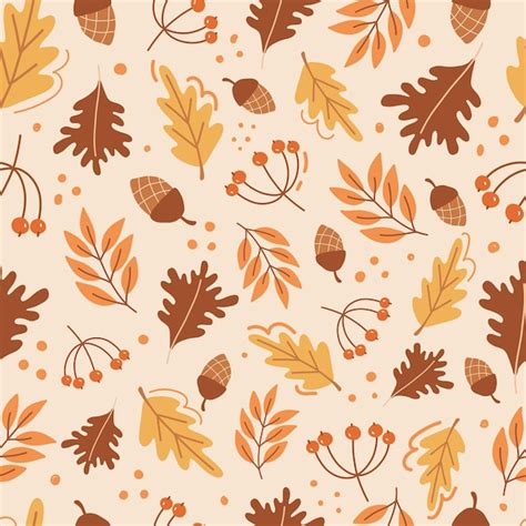 Premium Vector Seamless Autumn Pattern Autumn Background With Leaves