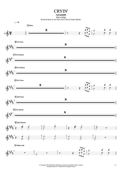 Cryin' Tab by Aerosmith (Guitar Pro) - Full Score | mySongBook