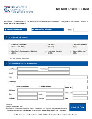 Fillable Online MEMBERSHIP FORM CORIM Fax Email Print PdfFiller