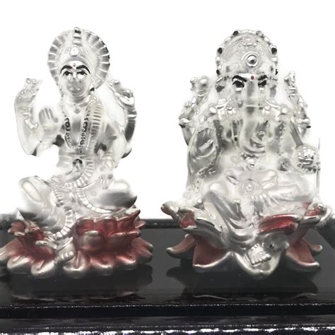 CSL 999 Pure Silver Ganesha Lakshmi Laxmi Idol Statue Murti