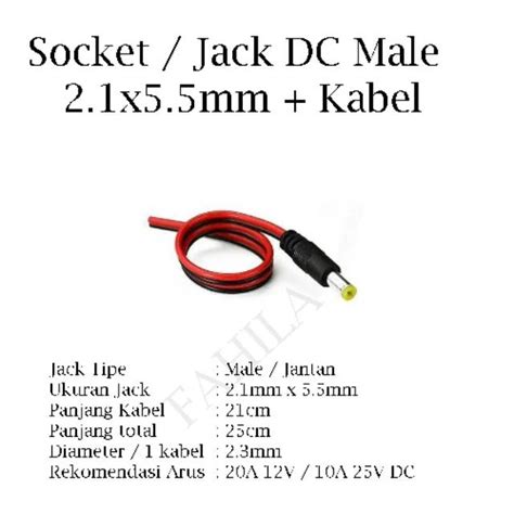 Jual Jack Konektor Power DC 2 1x5 5mm Kabel Male Jantan Shopee