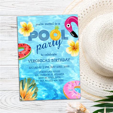 Pool Party Summer Swimming Water Birthday Invitation Zazzle