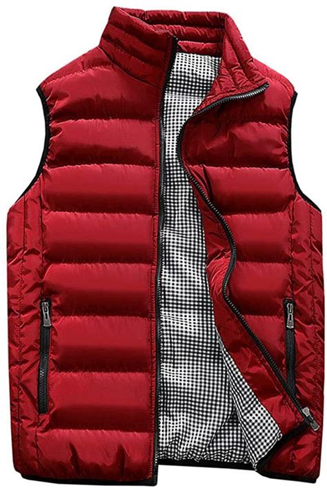 Guanzizai Mens Outdoor Casual Stand Collar Outwear Padded Vest Coats