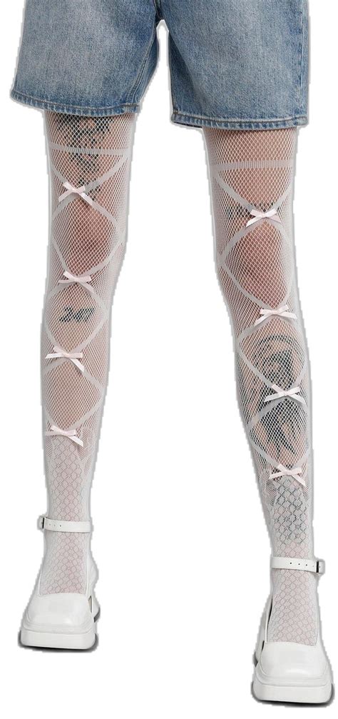 Cream Pink Bow Crisscross Fishnet Tights Hot Topic Fishnet Tights Pink Bow Lady And The Tramp