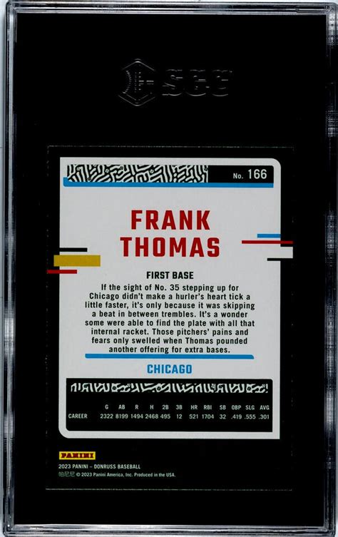 2023 Panini Donruss 166 Frank Thomas SGC 10 GEM MINT EBay