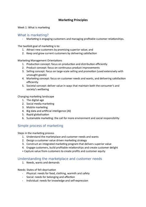 Marketing Principles Marketing Principles Week 1 What Is Marketing