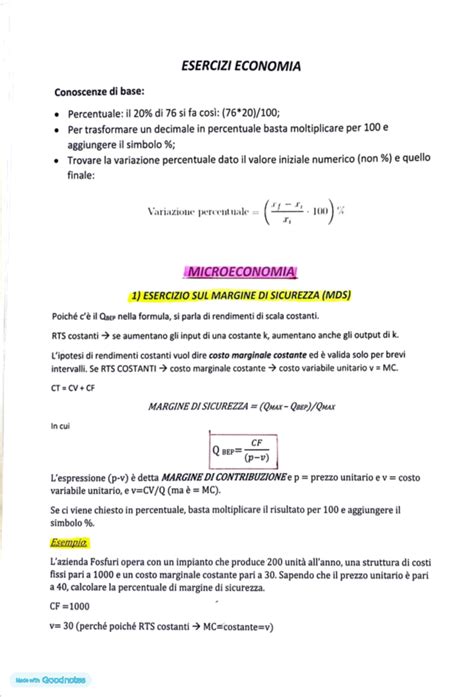 Esercizi Con Teoria Prof Bonaccorsi Esercizi Economia Conoscenze Di