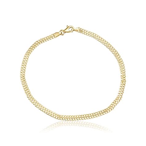 Pulseira Elos Grumet Duplos Em Ouro Amarelo