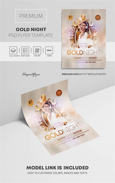 White Aesthetic Gold Night Premium Flyer Template Psd By Elegantflyer