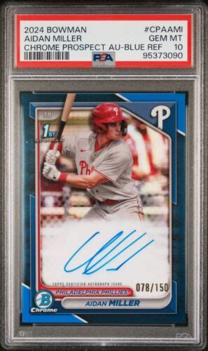 Bowman Chrome Prospect Autographs Blue Refractor Aidan Miller