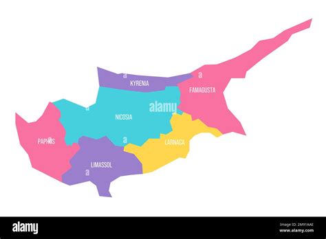 Cyprus Political Map Of Administrative Divisions Districts Colorful