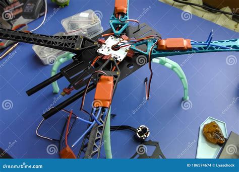 Build Homemade Drone. Repair of Radioelectronics and Robotics Stock Photo - Image of master ...