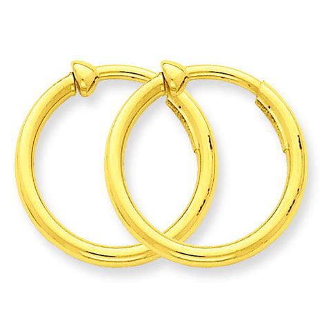 14k Yellow Gold Clip On Hoop Earrings Jewelry