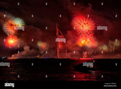 New Year 2015 Fireworks in Dubai, UAE Stock Photo - Alamy