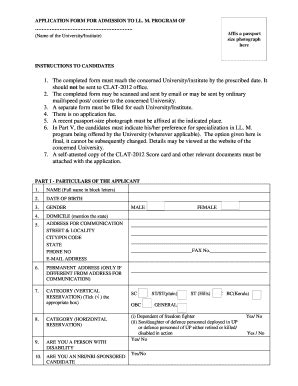 Fillable Online Nluo Ac Application Form For Admission To Ll M Program