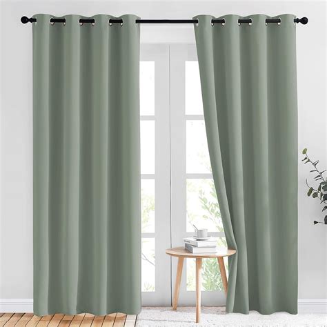 Amazon Nicetown Blackout Sage Green Curtains Inch Length