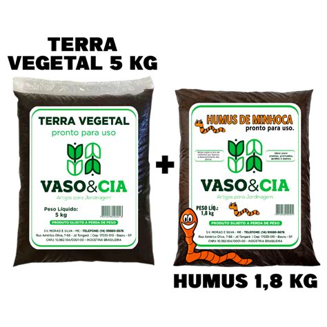 Kit Terra Vegetal 5 kg Adubo Orgânico Humus 1 8 kg Vasos Plantas