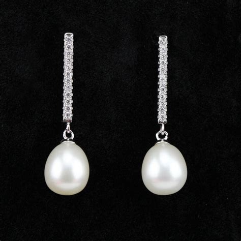 Bridesmaid Pearl Earrings Sterling Silver Genuine Freshwater Etsy