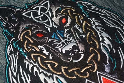 Odin Wolf Viking Valknut Large Embroidered Back Patch Etsy