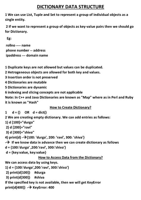 solution dictionary data structure  python studypool