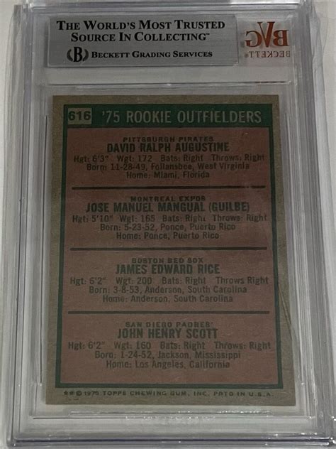 1975 TOPPS 616 JIM RICE RC RED SOX HOF BVG 7 NEAR MINT ROOKIE EBay