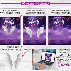 Purple In Loving Memory Png Template Editable Memorial Add Photos