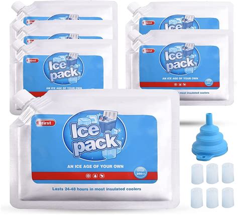 6pack Ice Packs For Lunches Freezer Blocks Add Water Once Reuse