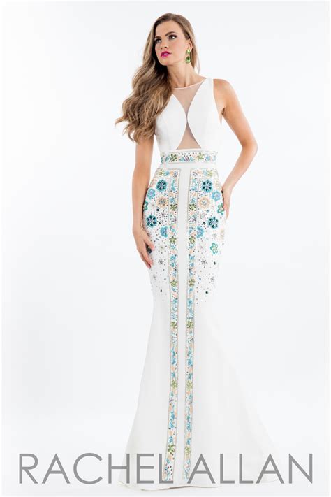 Rachel Allan 7529 Floral Beaded Jersey Gown French Novelty