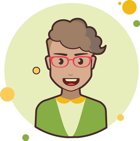 Short Curly Hair Lady With Red Glasses Icon Cartoon Clipart Full