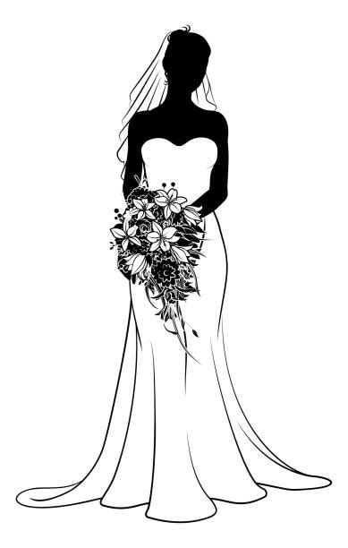 240 Black Wedding Dresses Clip Art Illustrations Royalty Free Vector