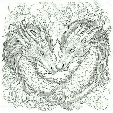 Dragon Coloring Pages For Adults 26737750 Stock Photo at Vecteezy