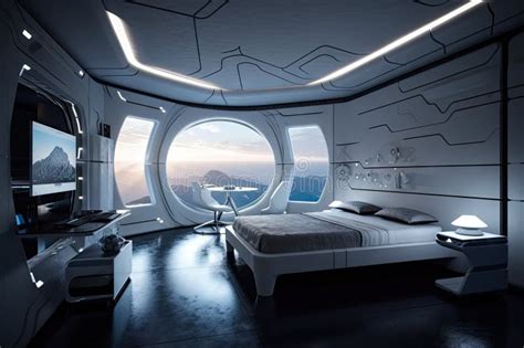 Futuristic Bedroom With Holographic Displays And Interactive Controls