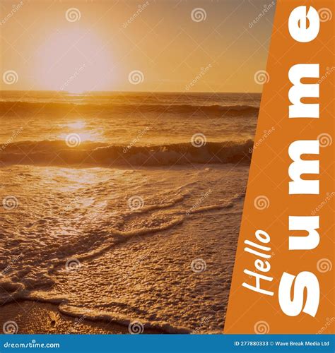 Composite Of Hello Summer Text And Scenic View Of Seascape Against