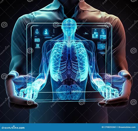 Uma Projeção Holográfica De Uma Cintigrafia Do Intestino Sobre Fundo
