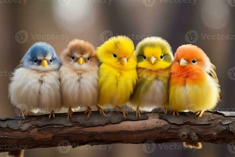 Cute Little Birds Perched on a Branch. Generative By Ai 29507411 Stock ...