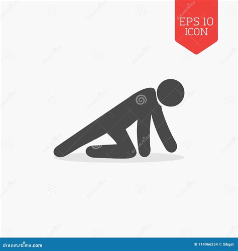 Crawling Man Icon Flat Design Gray Color Symbol Stock Vector