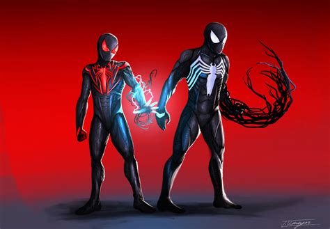 Spider Men Wearing The Symbiote Suit By Tiemeyerjacob On Deviantart