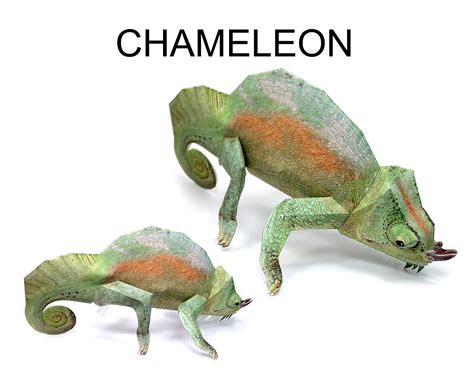 Chameleon Papercraft Printable Diy Pdf Template Papercraft Images And