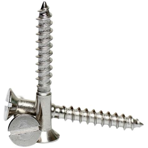 A Stainless Steel Slotted Countersunk Wood Screws Bolt Base