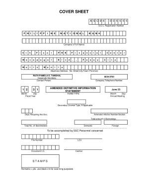 Fillable Online Fillable Online COVER SHEET Pnb Ph Fax Email