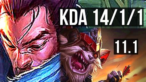 Yasuo Vs Kled Top 14 1 1 7 Solo Kills Legendary 700 Games 1 0m