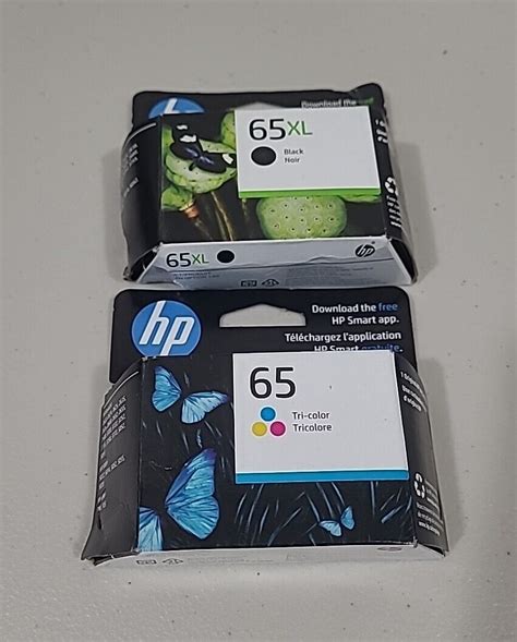 Genuine Hp 65xl Black And 65 Tri Color Ink Cartridges 6zd95an Dated Mar