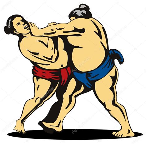 Japanese Sumo Wrestlers Fighting — Stock Vector © patrimonio #28938773